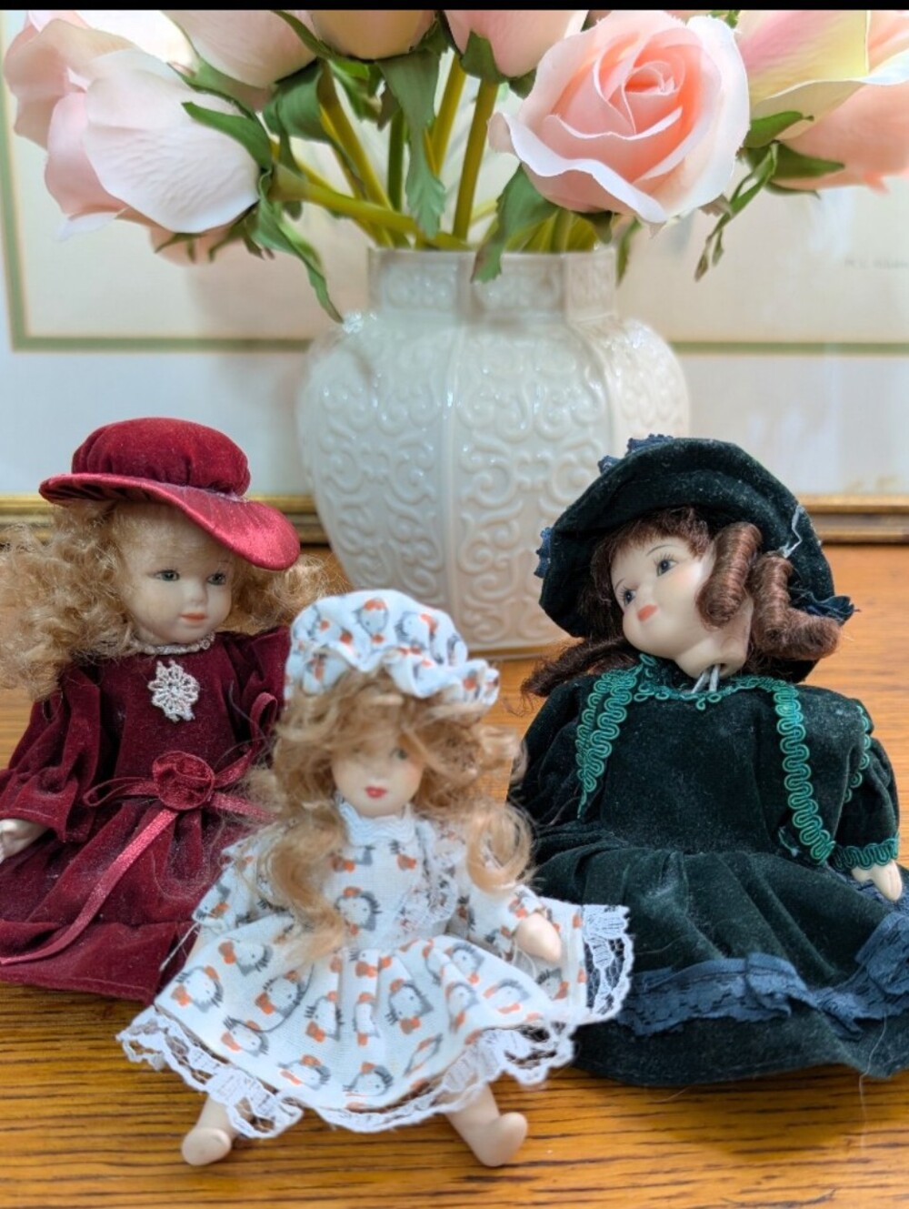 3 Vintage Small Porcelain Dolls
